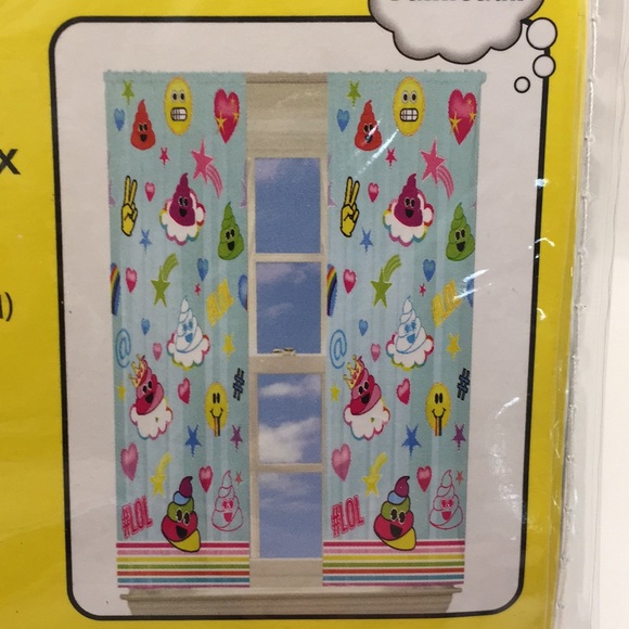 Emoji Raining Emoji's Room Darkening Drapes Panels Window Curtains 42 x … - Picture 4 of 16